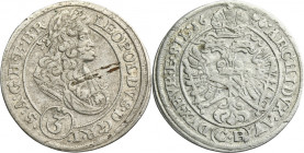 Silesia, Habsburg rule, Leopold I, 3 Kreuzer Brieg 1696 CB