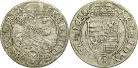 Silesia, Habsburg rule, Ferdinand III, 3 Kreuzer Glatz 1628 PH