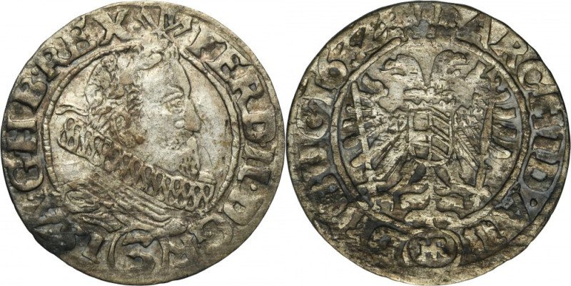 Silesia, Habsburg rule, Ferdinand II, 3 Kreuzer Breslau 1632 HR Variety with thr...