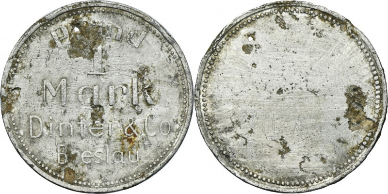 Silesia, Breslau, Żeton, 1 Mark Dinter & Co Token with face value of 1 mark, Din...