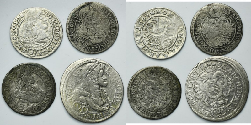 Lot, Austria and Silesia, Kreuzer (4 pcs.) Lot of four Austrian and Silesian coi...