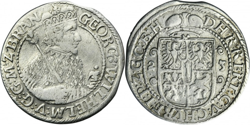 Duchy of Prussia, Georg Wilhelm, 1/4 Thaler Königsberg 1623 Variety with crowned...