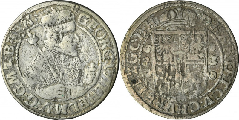 Duchy of Prussia, Georg Wilhelm, 1/4 Thaler Königsberg 1623 Variety with crowned...