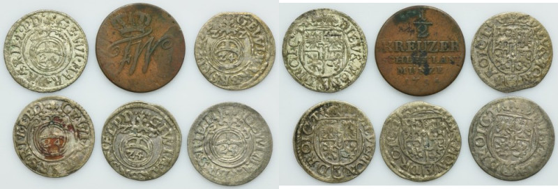 Lot, Ducal Prussia and Kingdom of Prussia, 3 Polker and 1/2 Kreuzer (6 pcs.) Lot...