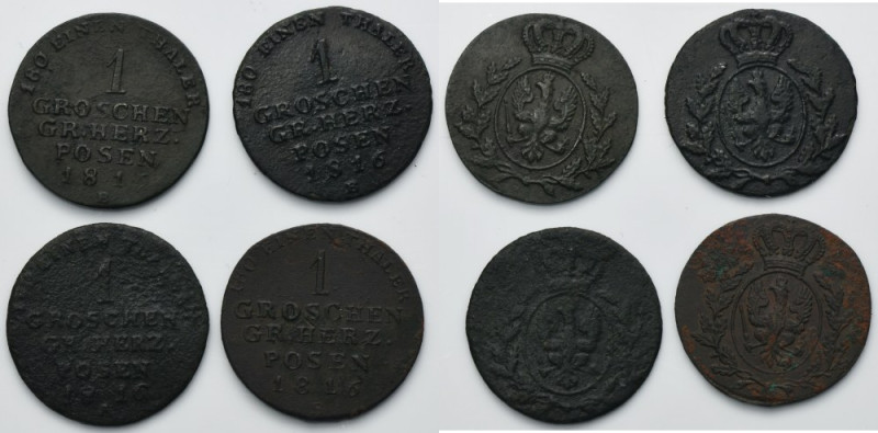 Lot, Grand Duchy of Posen, 1 groschen 1816 (4 pcs.) Lot of four groschen of Grea...