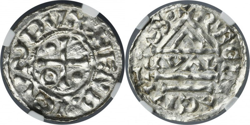 Germany, Bavaria, Regensburg, Heinrich II der Zänker, Denarius - NGC MS63 Choice...