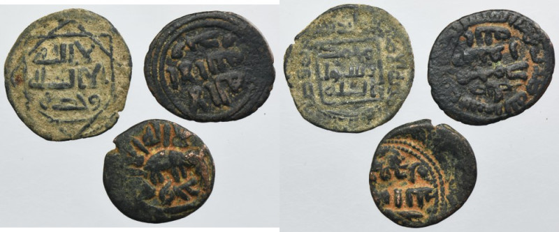 Lot, Umajjads, AE (3 pcs.) Lot of three Umayyad AE coins.
 Zestaw 3 monet brązo...