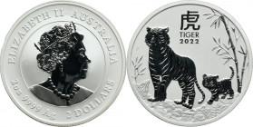 Australia, Elizabeth II, 2 Dollars Perth 2022 P - Year of the Tiger
