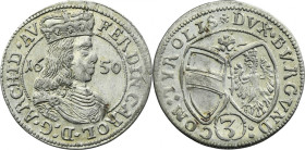 Austria, Ferdinand Karl, 3 Kreuzer Hall 1650