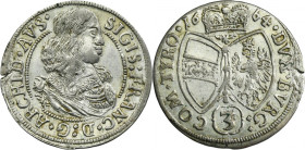 Austria, Sigismund Franz, 3 Kreuzer Hall 1664