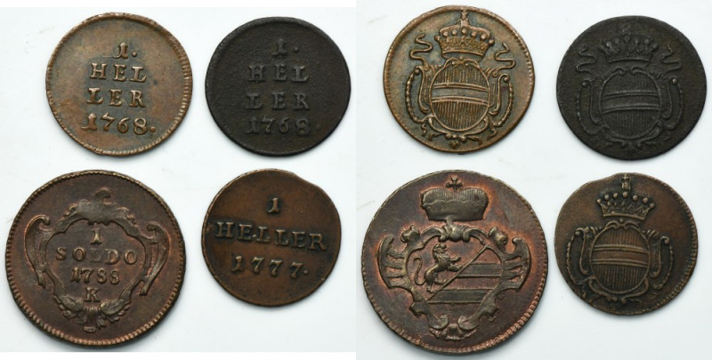 Lot, Austria and County of Gorizia, Soldo and Heller (4 pcs.) Lot of four Austri...