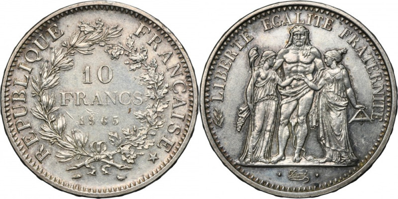 France, V Republic, 10 Francs Paris 1965 Silver '900'. Srebro próby '900'. Refer...