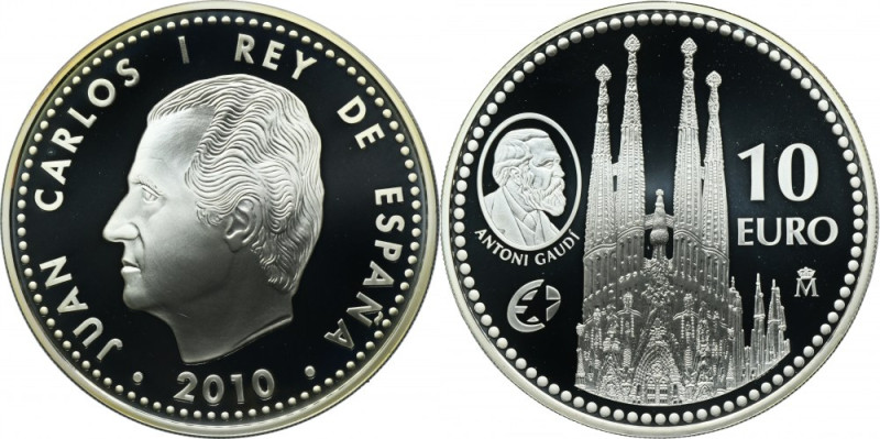 Spain, 10 Euro Madrid 2010 - Gaudi's Sagrada Familia Proof type. Mintage 12.000 ...