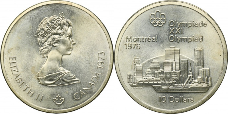 Canada, Elizabeth II, 10 Dollars Ottawa 1973 - Montreal Skyline Silver '925'. Sr...