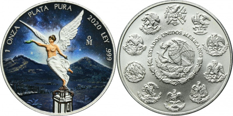 Mexico, 1 Onza Mexico 2020 .999 silver, weight 1 Oz.
 Uncja czystego srebra pró...