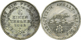 Germany, Duchy of Anhalt-Bernburg, Alexander Karl, 1/6 Thaler Berlin 1862 A