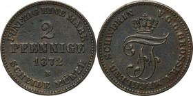 Germany, Grand Duchy of Mecklenburg-Schwerin, Friedrich Franz II, 2 Pfennig Dresden 1872 B - ex. Dr. Max Blaschegg ex. Blaschegg