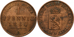 Germany, Principality of Reuss-Gera, Heinrich LXVII, 1 Pfennig Berlin 1864 A