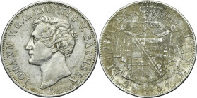 Germany, Saxony, Johann V, Thaler Dresden 1854 F - RARE