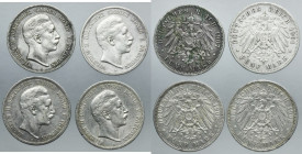 Lot, Germany, Kingdom of Prussia, Wilhelm II, 5 Mark (4 pcs.)