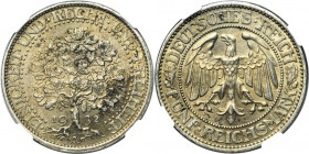 Germany, Weimar Republic, 5 Mark Berlin 1932 A - Oak - NGC AU58