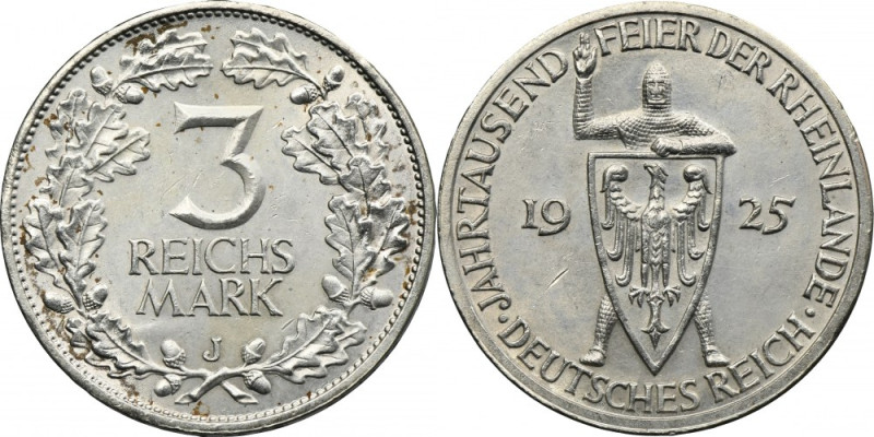 Germany, Weimar Republic, 3 Mark Hamburg 1925 J Coin was minted on the occasion ...