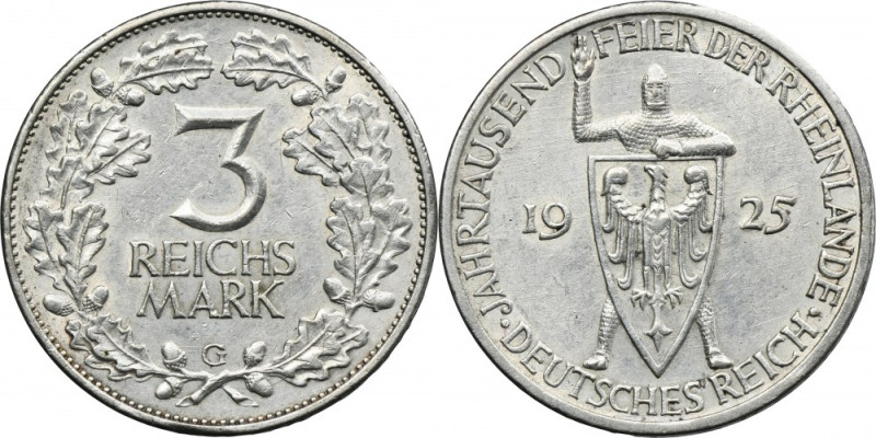 Germany, Weimar Republic, 3 Mark Karlsruhe 1925 G Coin was minted on the occasio...