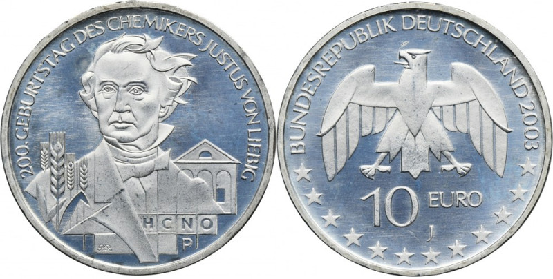 Germany, 10 Euro Hamburg 2003 J - Justus von Liebig Issue minted on the occasion...