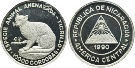 Nicaragua, 10.000 Cordobas Panama 1990 - Ocelot - GCN PR62