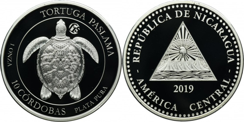 Nicaragua, 10 Córdobas Karlsfeld 2019 - PAslama Turtle Proof type coin.
 1 oz. ...
