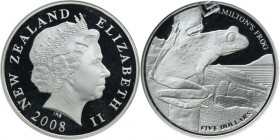 New Zealand, Elizabeth II, 5 Dollars Llantrisant 2008 - Hamillton's Frog - GCN PR67