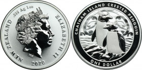 New Zealand, Elizabeth II, 1 Dollar Coeur d'Alene 2020 - Crested Penguin