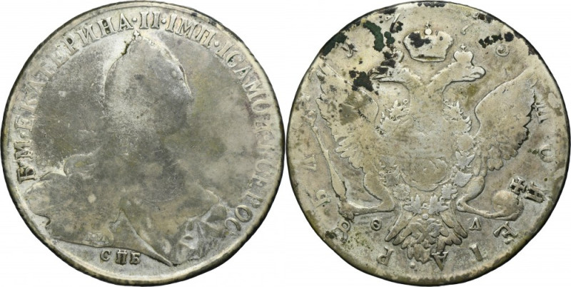 Russia, Catherine II, Rouble Petersburg 1773 СПБ ФЛ Variety with letters&nbsp;ФЛ...