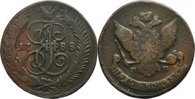 Russia, Catherine II, 5 Kopeck Moscow 1788 MM - overstruck