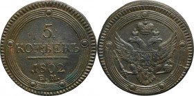 Russia, Alexander I, 5 Kopeck Jekaterinburg 1802 EM