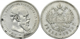 Russia, Alexander III, Rubel Petersburg 1892 АГ