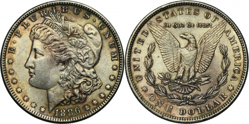 USA, 1 Dollar Philladelphia 1886 - Morgan Silver '900'. Attractive coin that exh...