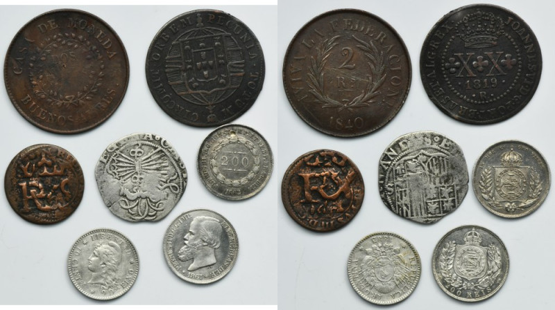 Lot, Argentina and Brazil, Mix of coins (7 pcs.) Lot of seven Argentine and Braz...