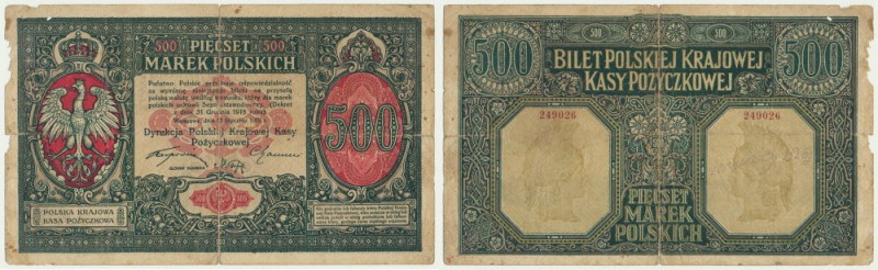 500 marek 1919 - Dyrekcja - Pierwszy polski banknot wydany przez Dyrekcję Polski...