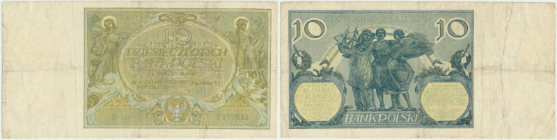 10 złotych 1926 - Ser.CO. - Rzadki banknot, odmiana ze znakiem wodnym '10 ZŁ'. B...