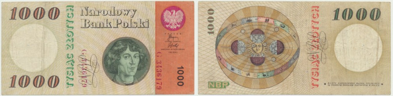 1.000 złotych 1965 - G - Rzadka seria z rzeczywistego obiegu. Banknot prawdopodo...