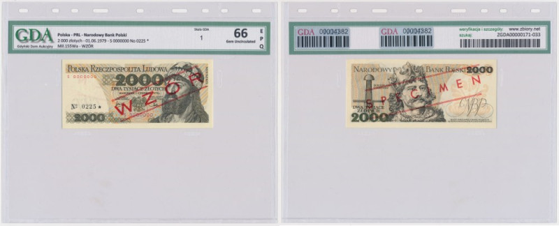 2.000 złotych 1979 - WZÓR - S 0000000 - No.0225 - GDA 66 EPQ Banknot opatrzony c...