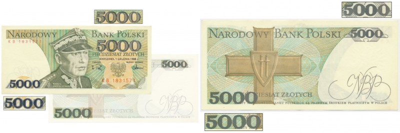 50 złotych 1988 PRZERÓBKA na 5.000 zł 1988 &nbsp; Ciekawe fałszerstwo, prawdopod...