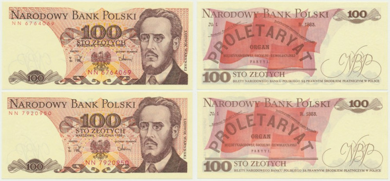 100 złotych 1988 - NN - destrukt - przesunięcie daty Destrukt z przesunięciem dr...