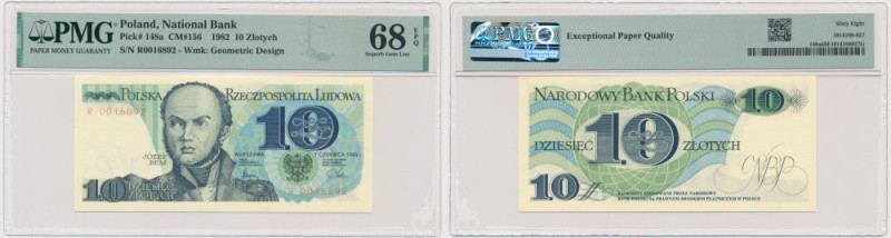 10 złotych 1982 - E - PMG 68 EPQ &nbsp; Banknot w slabie PMG z oceną PMG 68 EPQ....