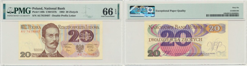 20 złotych 1982 - AU - PMG 66 EPQ &nbsp; Banknot opatrzony certyfikatem PMG z oc...