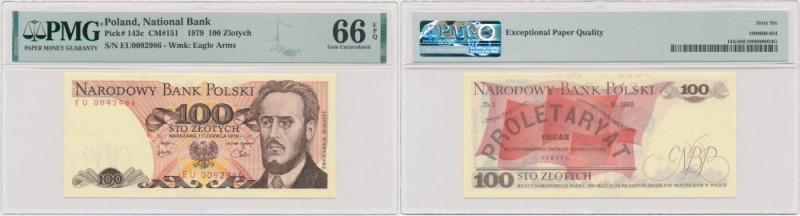 100 złotych 1979 - EU - PMG 66 EPQ - pierwsza seria rocznika Pierwsza seria dla ...