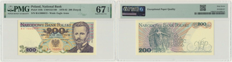 200 złotych 1979 - BA - PMG 67 EPQ Banknot opatrzony certyfikatem PMG z oceną PM...