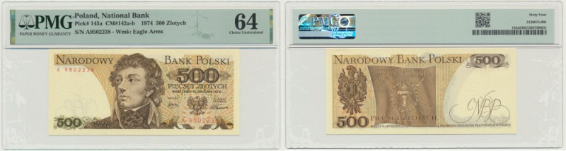 500 złotych 1974 - A - PMG 64 Lubiana i poszukiwana pierwsza seria A.&nbsp; Bank...