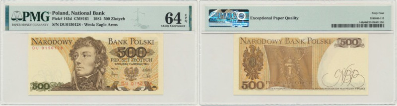 500 złotych 1982 - DU - PMG 64 EPQ Banknot opatrzony certyfikatem PMG z oceną PM...